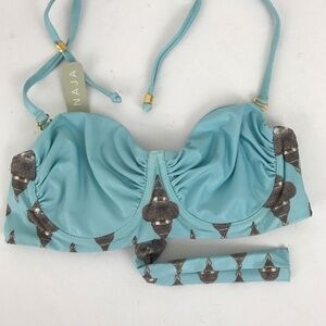 Naja .Co Nadia  Swimsuit Top Blue Underwire S NWT